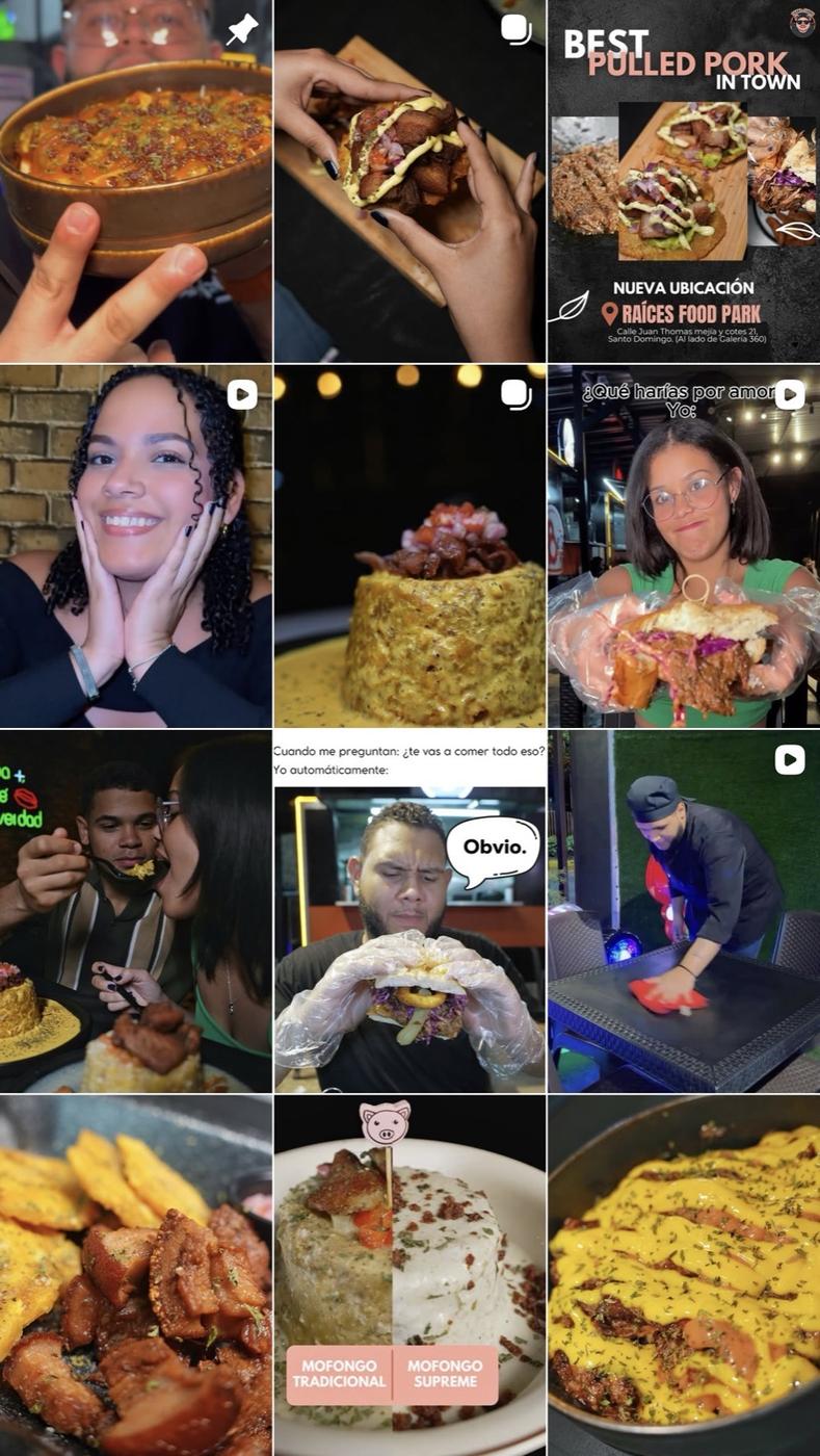 Feed de Instagram para un restaurante